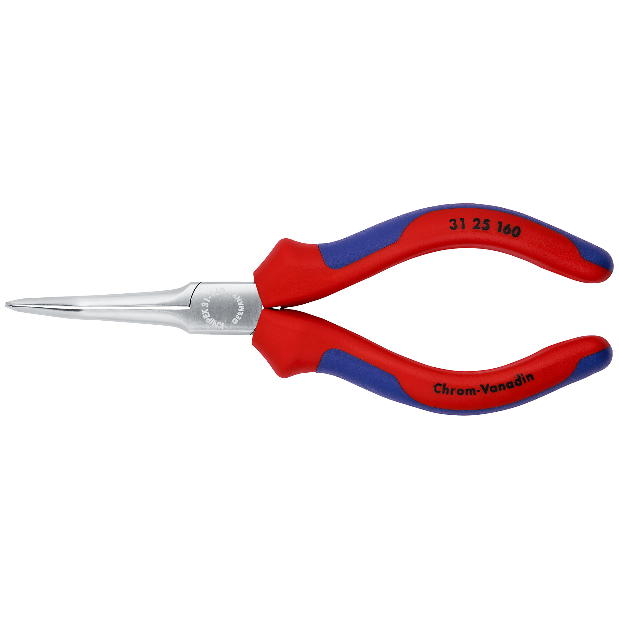 KNIPEX, Needle-Nose 45 deg Pliers, Comfort Grip, 6.25in., Pieces (qty.) 1 Material Chrome Vanadium, Model# 31 25 160